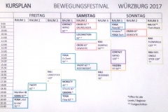 Der Kursplan des Bewegungsfestivals in Würzburg